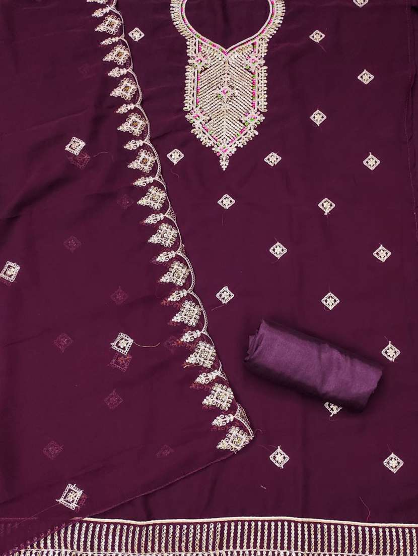 women solid with work embroidered unstitched suit set - 21975599 -  Standard Image - 1