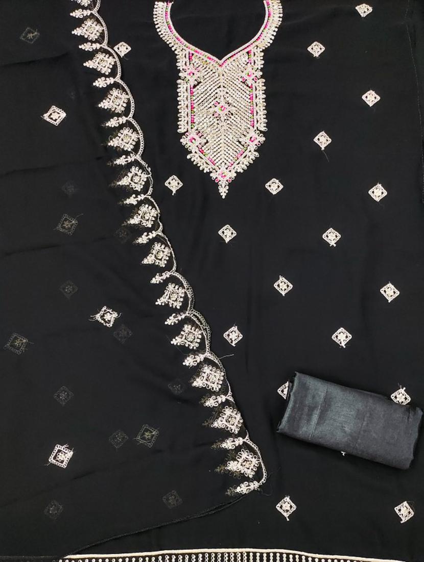 women solid with work embroidered unstitched suit set - 21975600 - Standard Image - 1