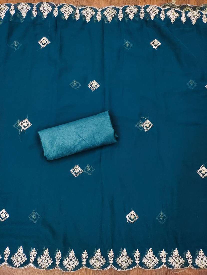 women solid with work embroidered unstitched suit set - 21975601 -  Standard Image - 1