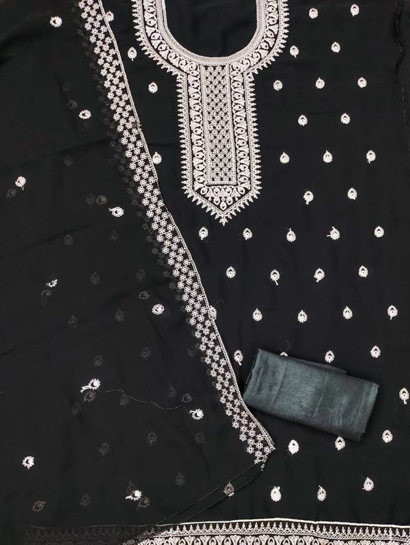 women solid with work embroidered unstitched suit set - 21975628 -  Standard Image - 1