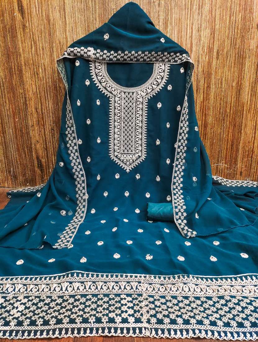 women solid with work embroidered unstitched suit set