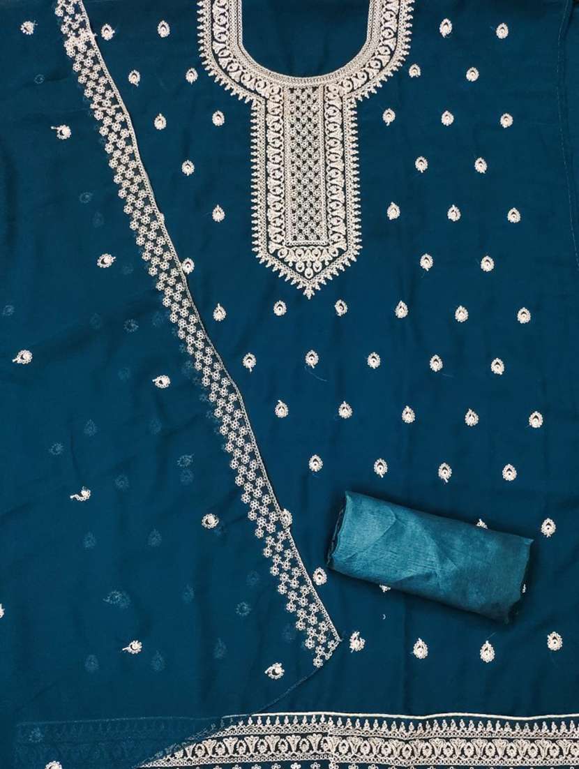 women solid with work embroidered unstitched suit set - 21975629 -  Standard Image - 1