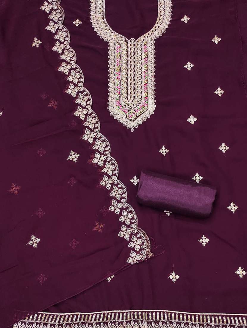 women solid with work embroidered unstitched suit set - 21975633 -  Standard Image - 1