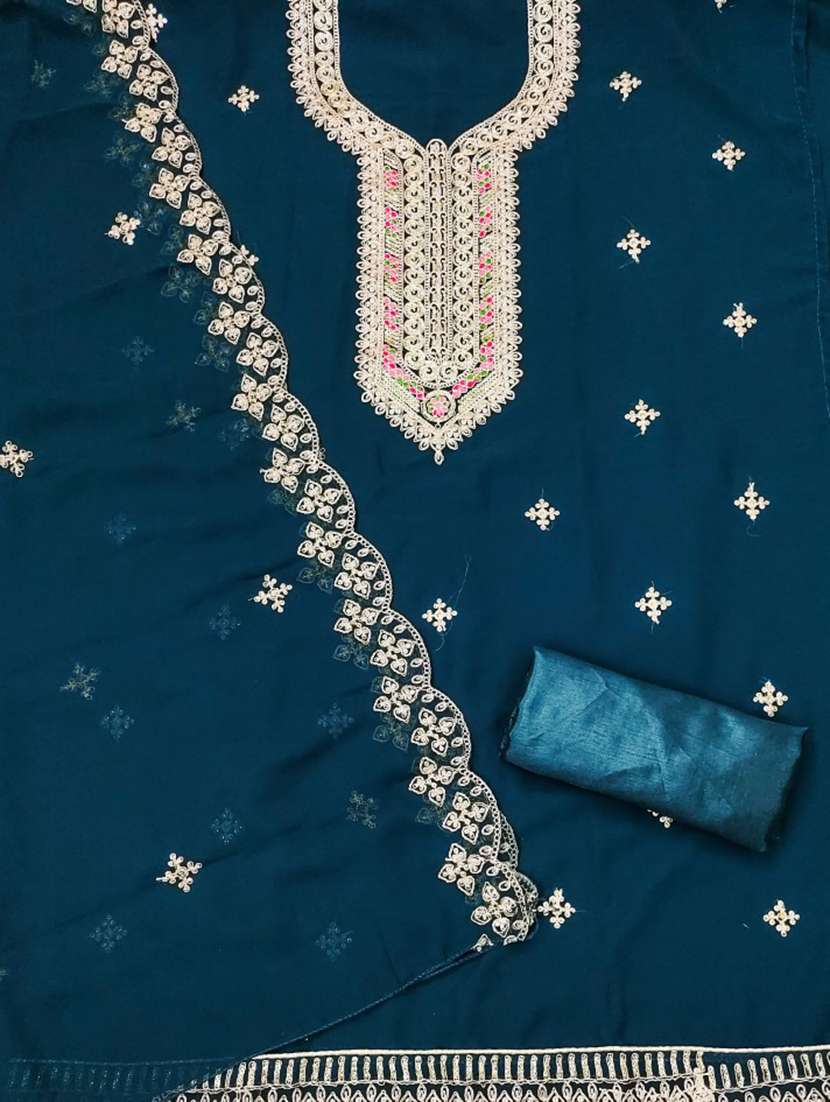 women solid with work embroidered unstitched suit set - 21975635 -  Standard Image - 1