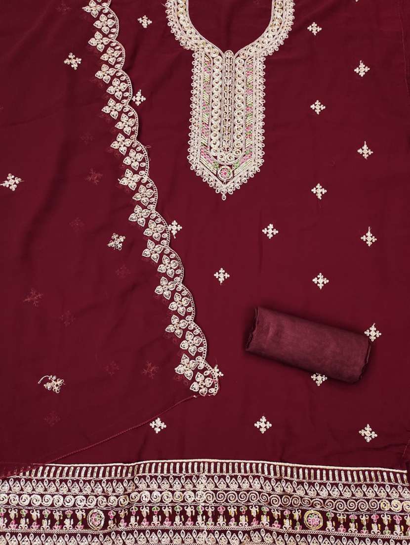 women solid with work embroidered unstitched suit set - 21975636 -  Standard Image - 1