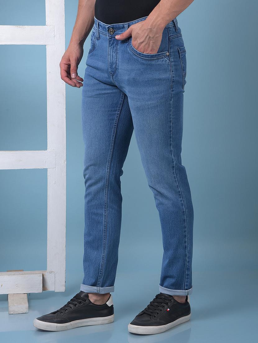 men washed low rise full length slim fit jeans - 21975641 - Standard Image - 1