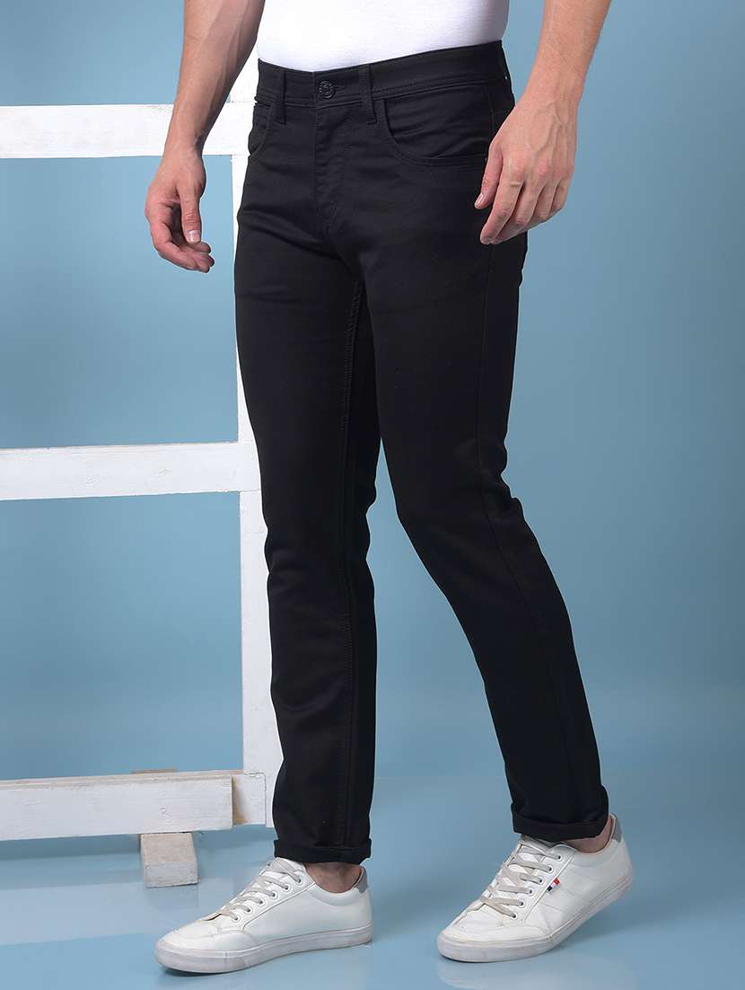men plain low rise full length slim fit jeans - 21975642 - Standard Image - 1