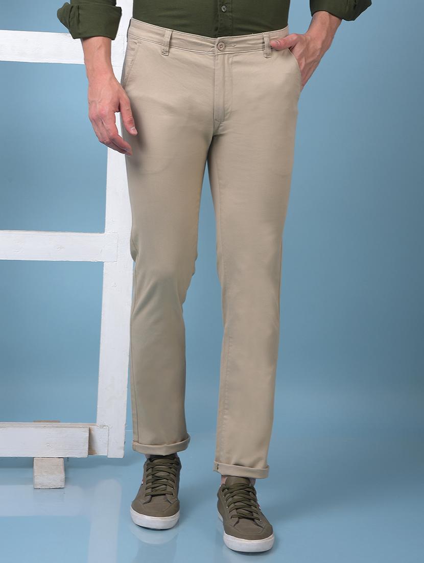 men solid mid rise flat front casual chinos 