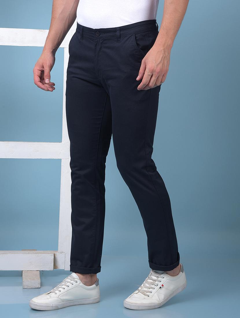 men solid mid rise flat front casual chinos - 21975654 - Standard Image - 1