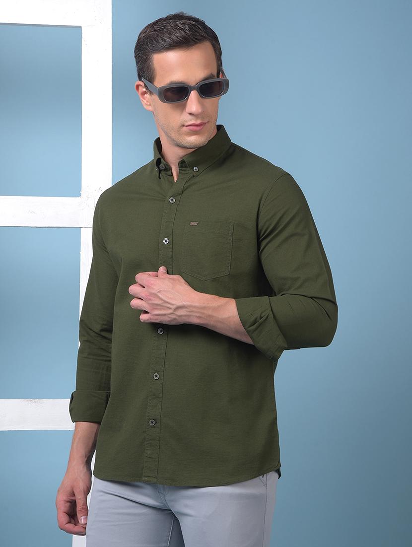 men solid long sleeve slim fit casual shirt - 21975658 - Zoom Image - 0