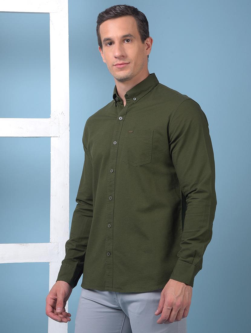 men solid long sleeve slim fit casual shirt - 21975658 - Standard Image - 1
