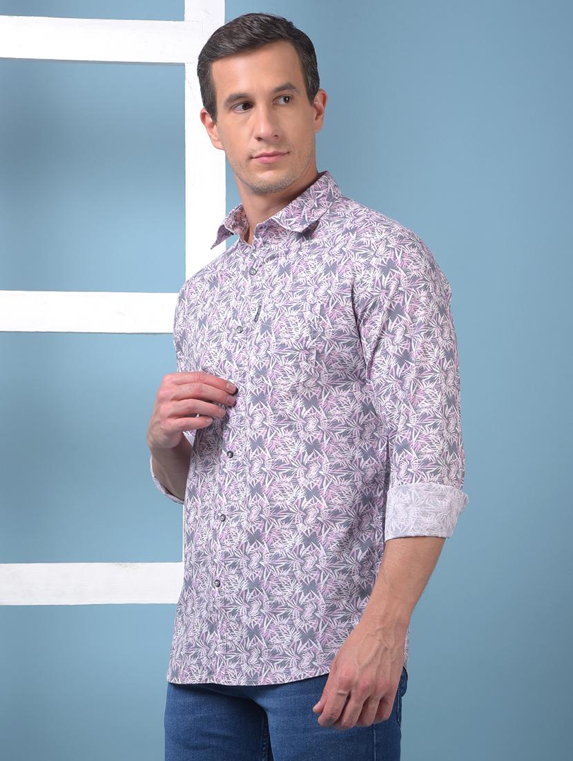 men printed long sleeve slim fit casual shirt - 21975659 - Standard Image - 1