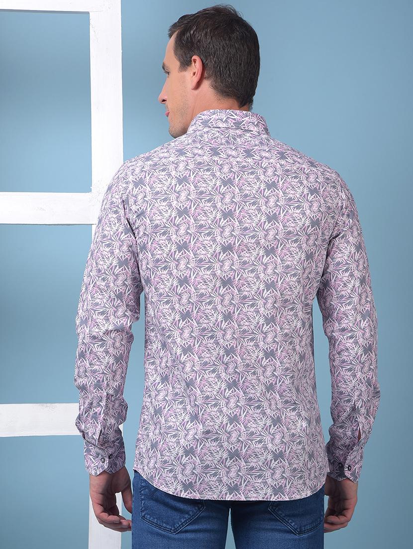 men printed long sleeve slim fit casual shirt - 21975659 - Standard Image - 4