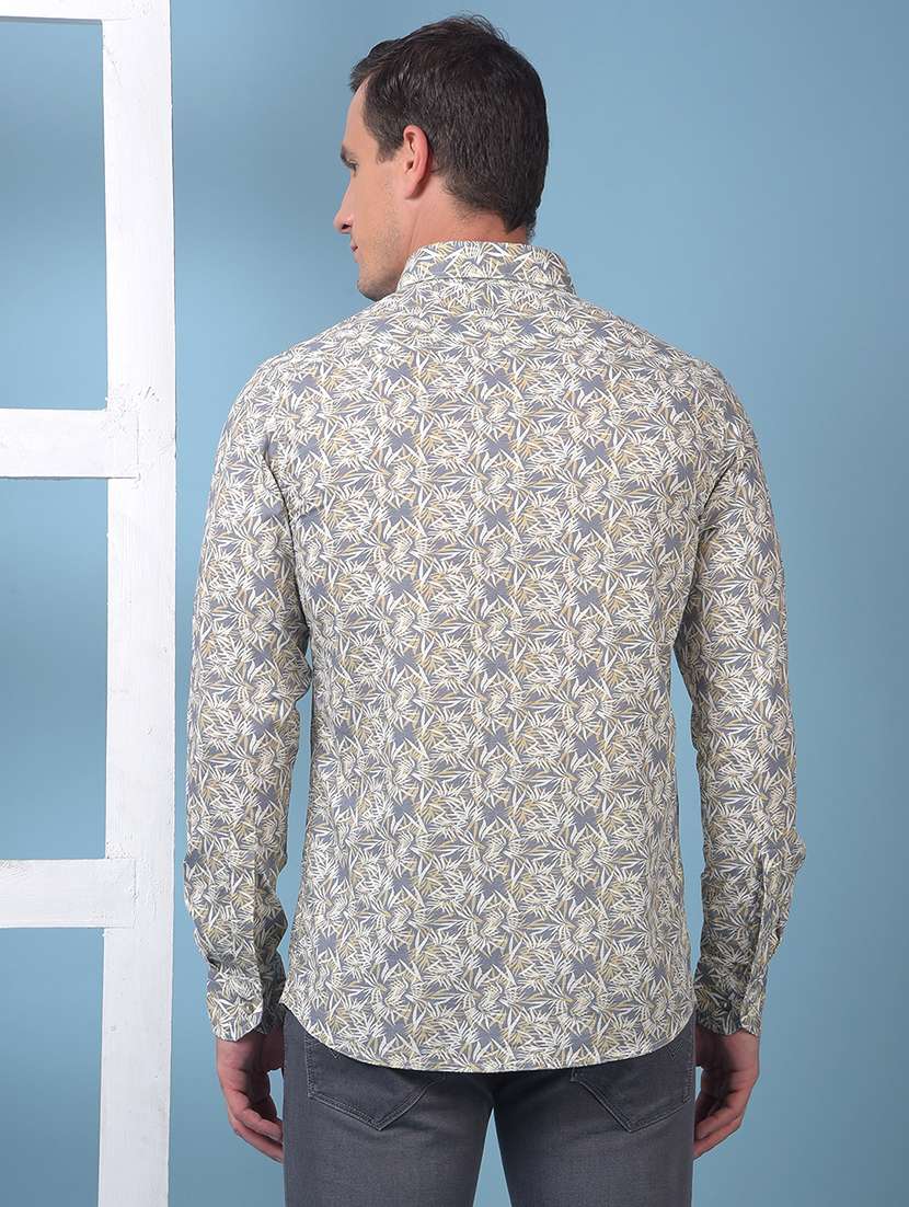 men printed long sleeve slim fit casual shirt - 21975660 - Standard Image - 4