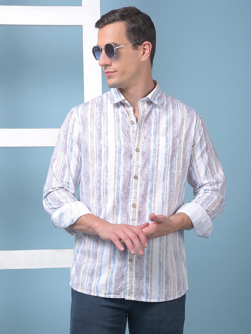 men printed long sleeve slim fit casual shirt - 21975661 - Zoom Image - 0
