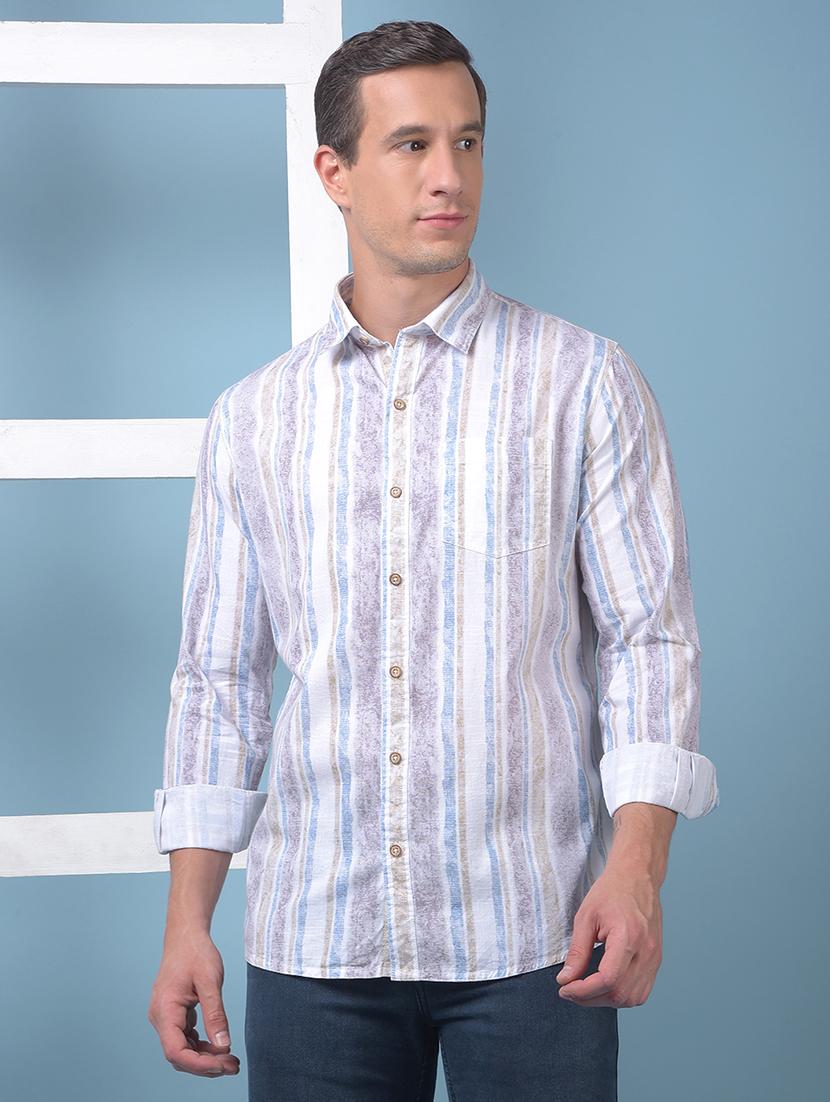 men printed long sleeve slim fit casual shirt - 21975661 -  Standard Image - 1