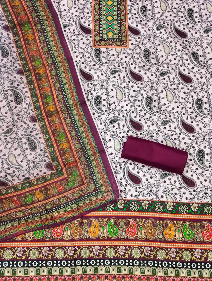 women printed embroidered unstitched suit set - 21975687 - Standard Image - 1