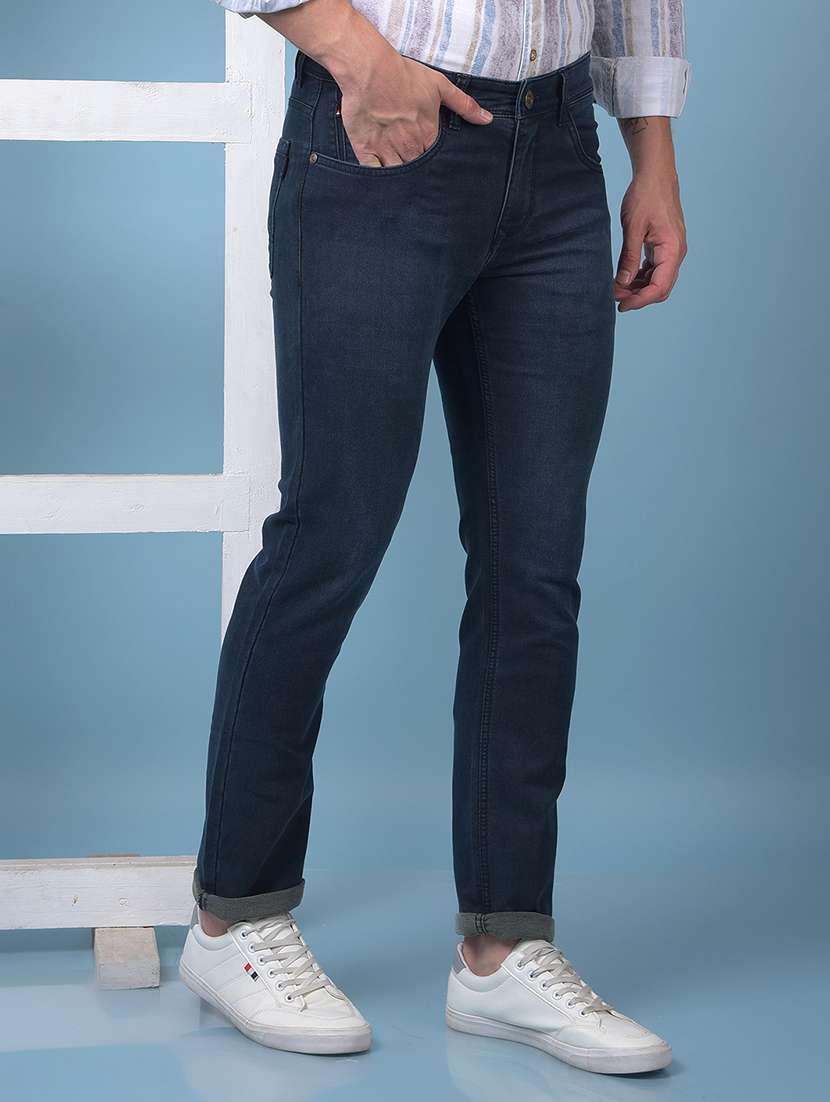 men washed low rise full length slim fit jeans - 21975691 - Standard Image - 1