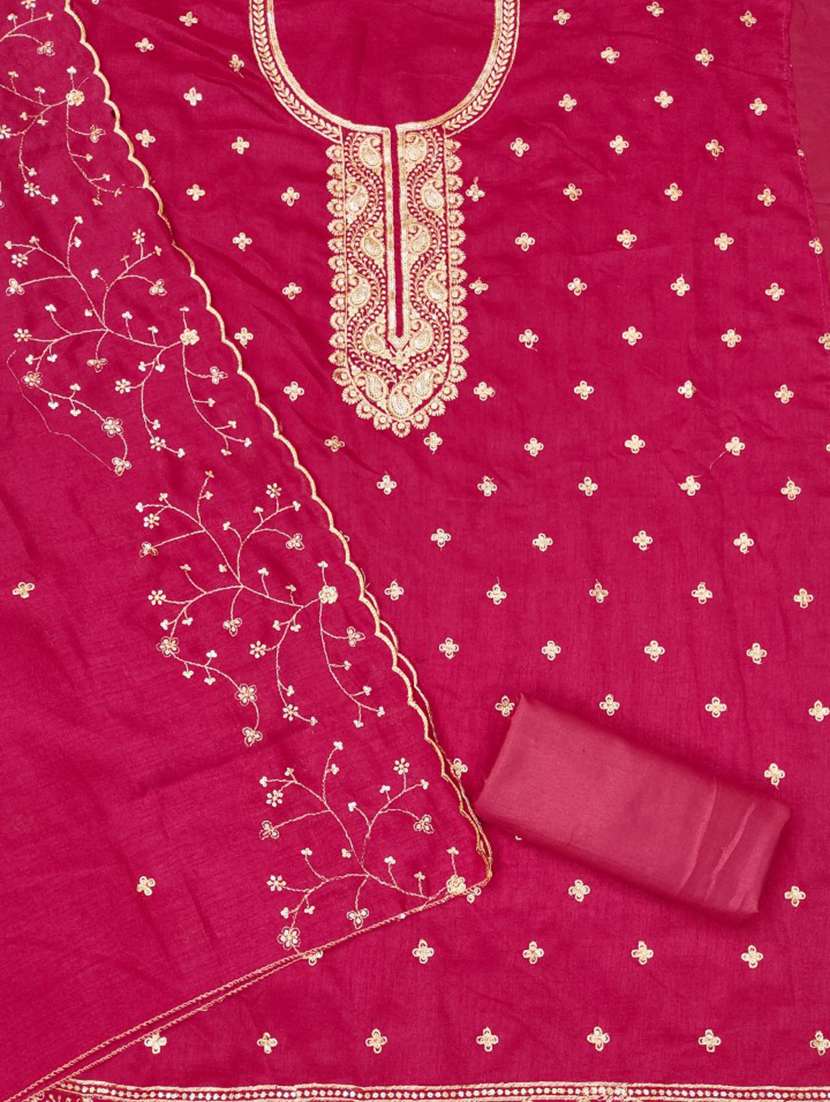 women solid with work embroidered unstitched suit set - 21975692 -  Standard Image - 1