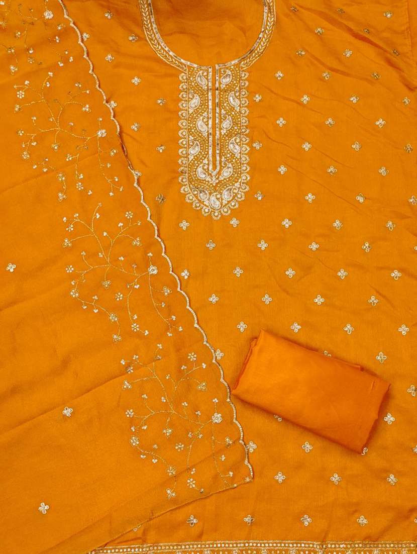 women solid with work embroidered unstitched suit set - 21975695 -  Standard Image - 1