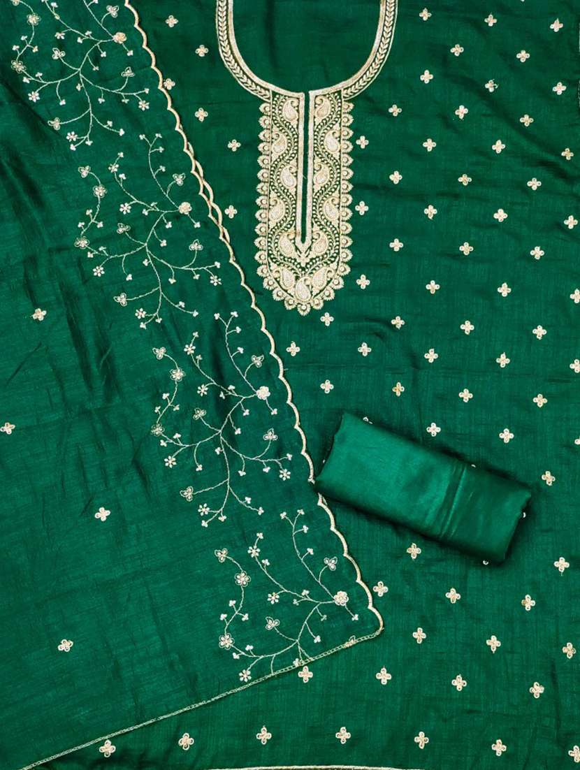 women solid with work embroidered unstitched suit set - 21975697 -  Standard Image - 1