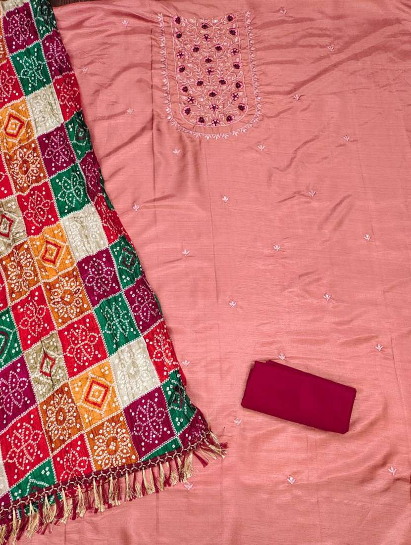 women solid with work embroidered unstitched suit set - 21975698 -  Standard Image - 1