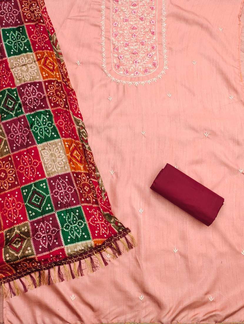 women solid with work embroidered unstitched suit set - 21975701 -  Standard Image - 1