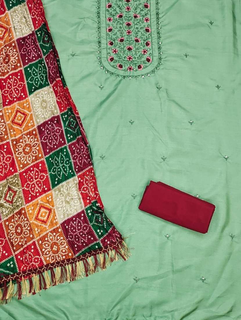 women solid with work embroidered unstitched suit set - 21975704 -  Standard Image - 1