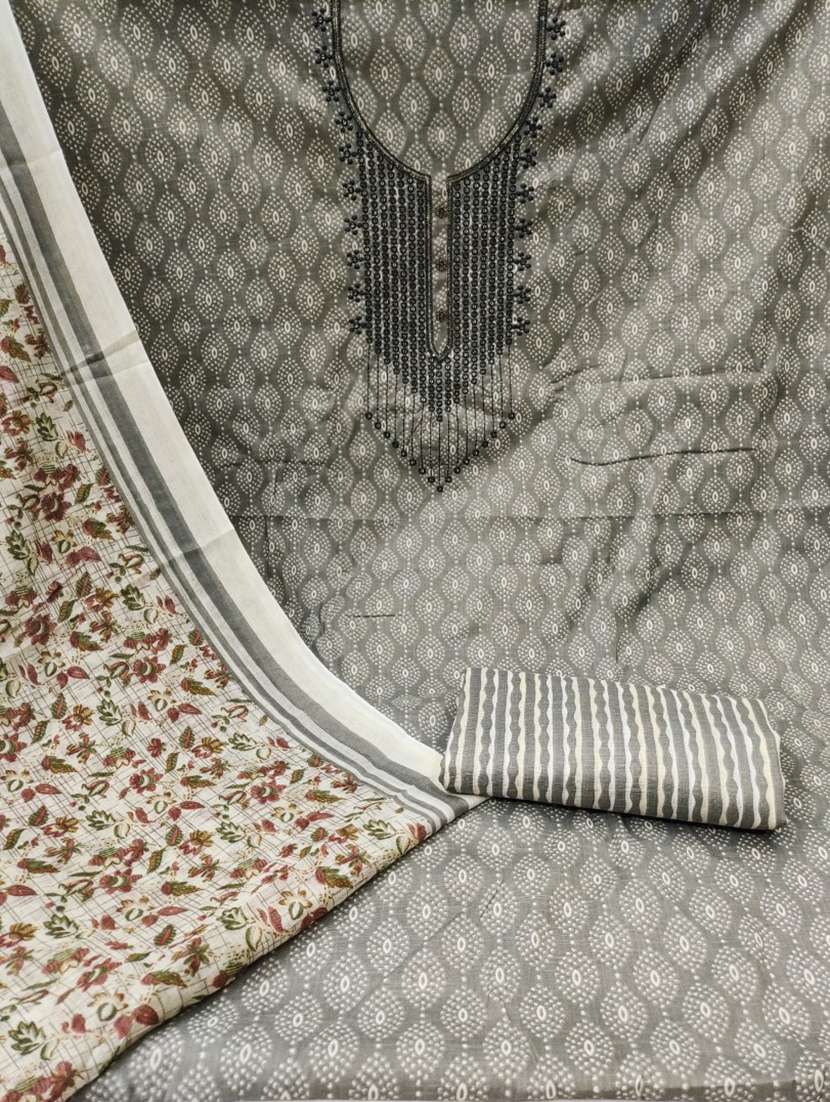 women printed embroidered unstitched suit set - 21975706 -  Standard Image - 1