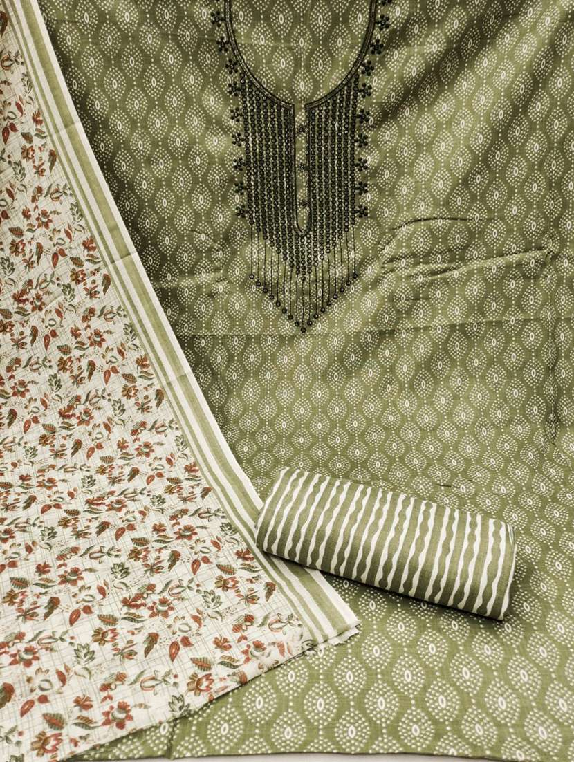 women printed embroidered unstitched suit set - 21975707 -  Standard Image - 1