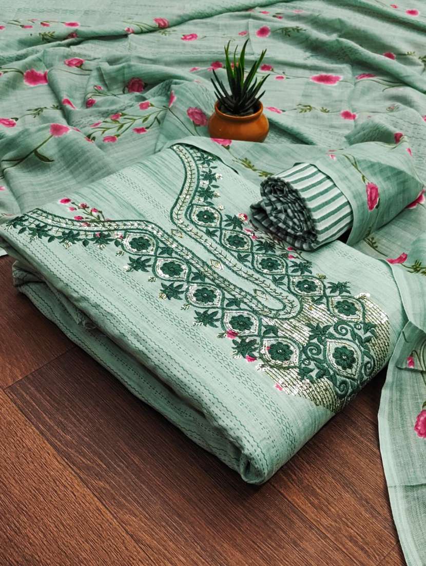 women printed embroidered unstitched suit set - 21975711 -  Zoom Image - 0
