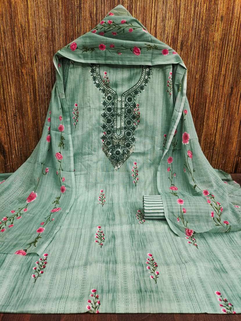 women printed embroidered unstitched suit set - 21975711 -  Standard Image - 1