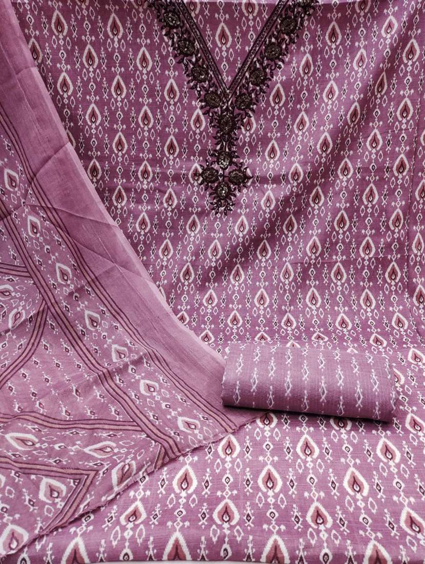 women printed embroidered unstitched suit set - 21975718 -  Standard Image - 1