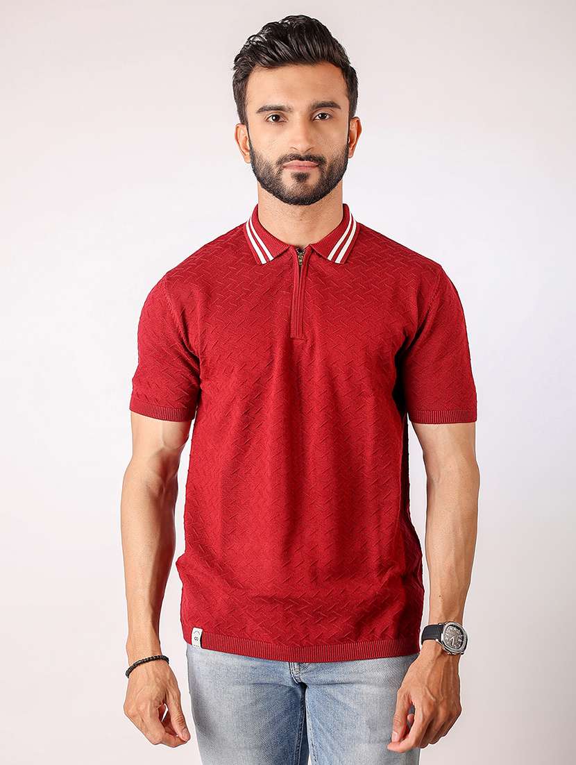 men self design short sleeve regular fit polo t-shirt