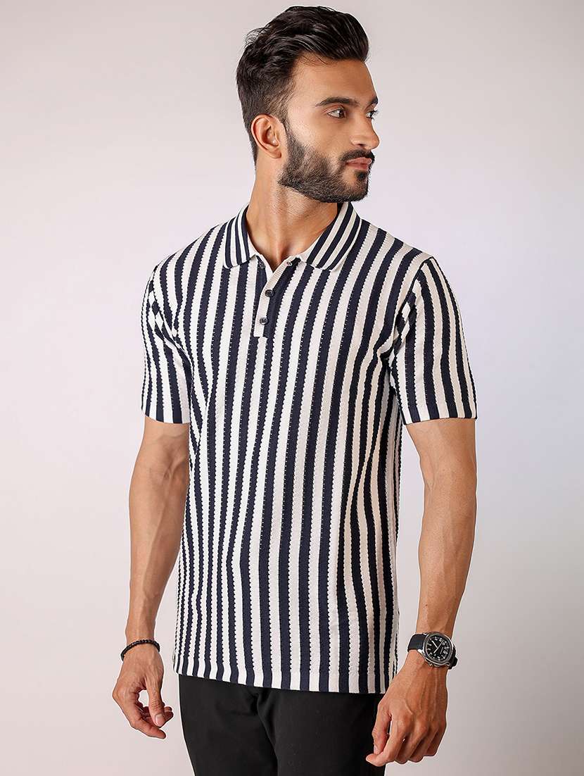 men striped short sleeve regular fit polo t-shirt - 21975725 - Standard Image - 1