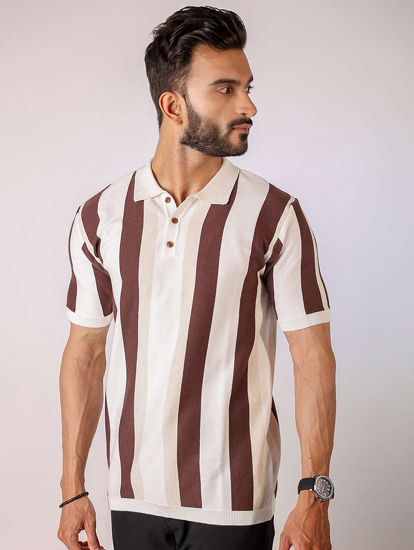 men striped short sleeve regular fit polo t-shirt - 21975732 - Standard Image - 1