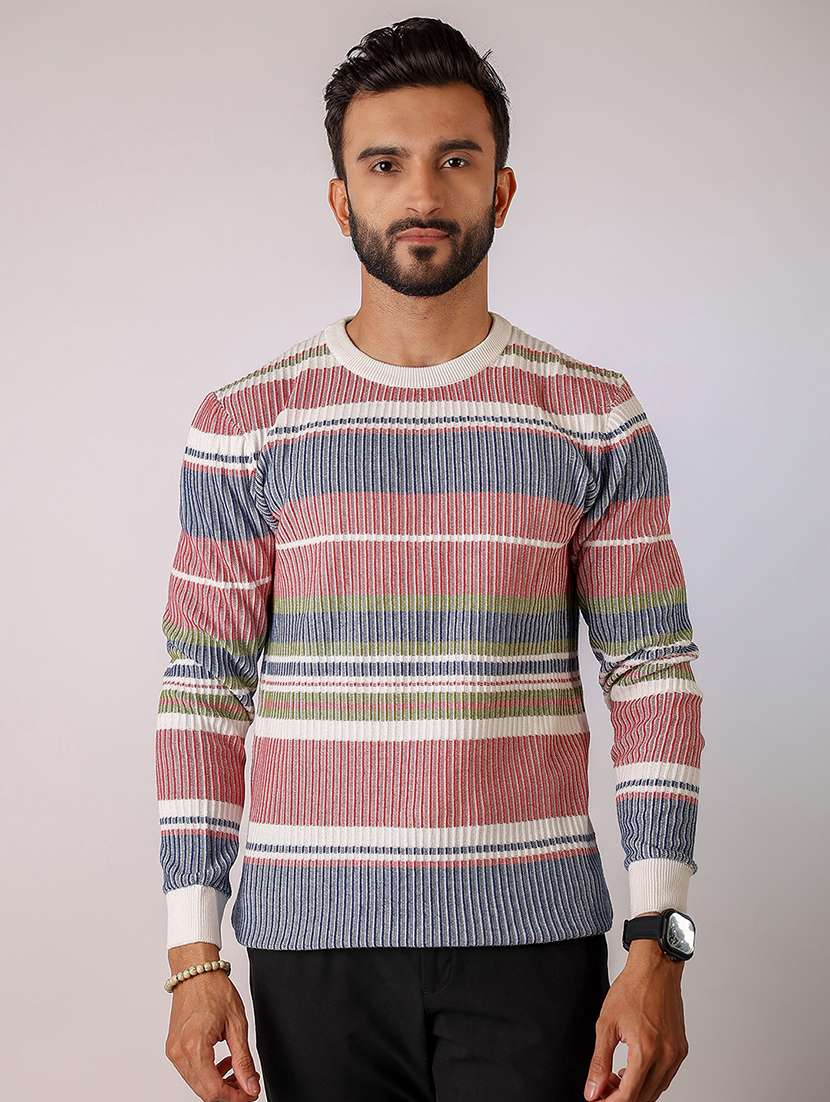 men striped long sleeve regular fit t-shirt