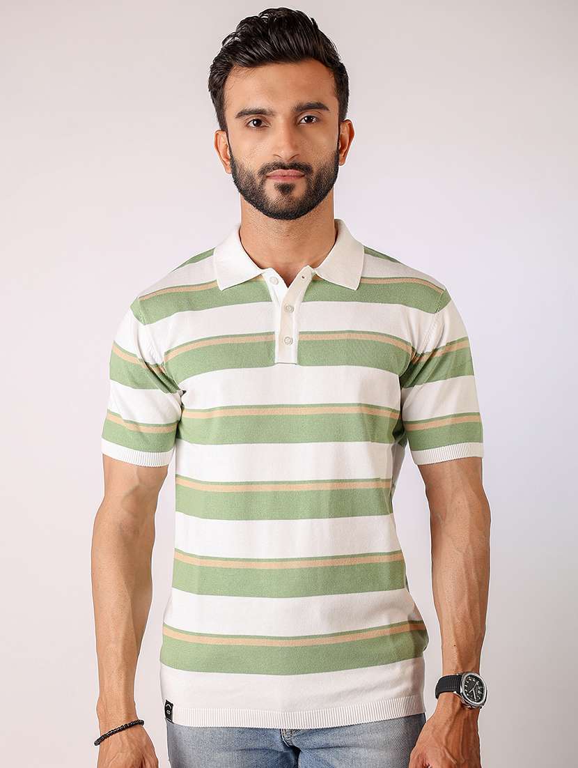 men striped short sleeve regular fit polo t-shirt - 21975758 - Zoom Image - 0