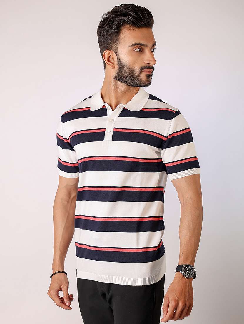 men striped short sleeve regular fit polo t-shirt - 21975759 -  Standard Image - 1