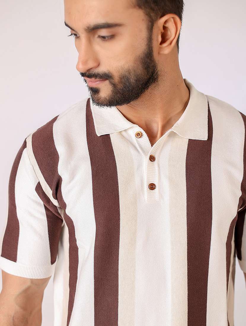men striped short sleeve regular fit polo t-shirt - 21975761 - Standard Image - 4