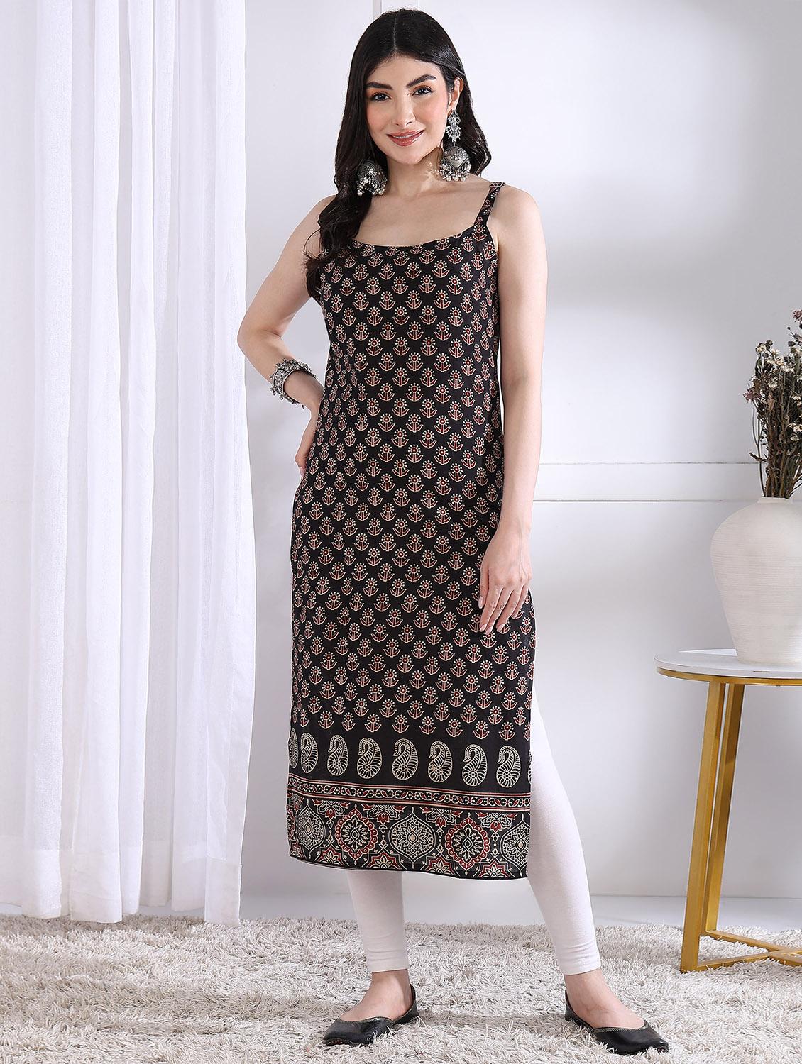 women printed sleeveless straight kurta - 21975783 - Standard Image - 4