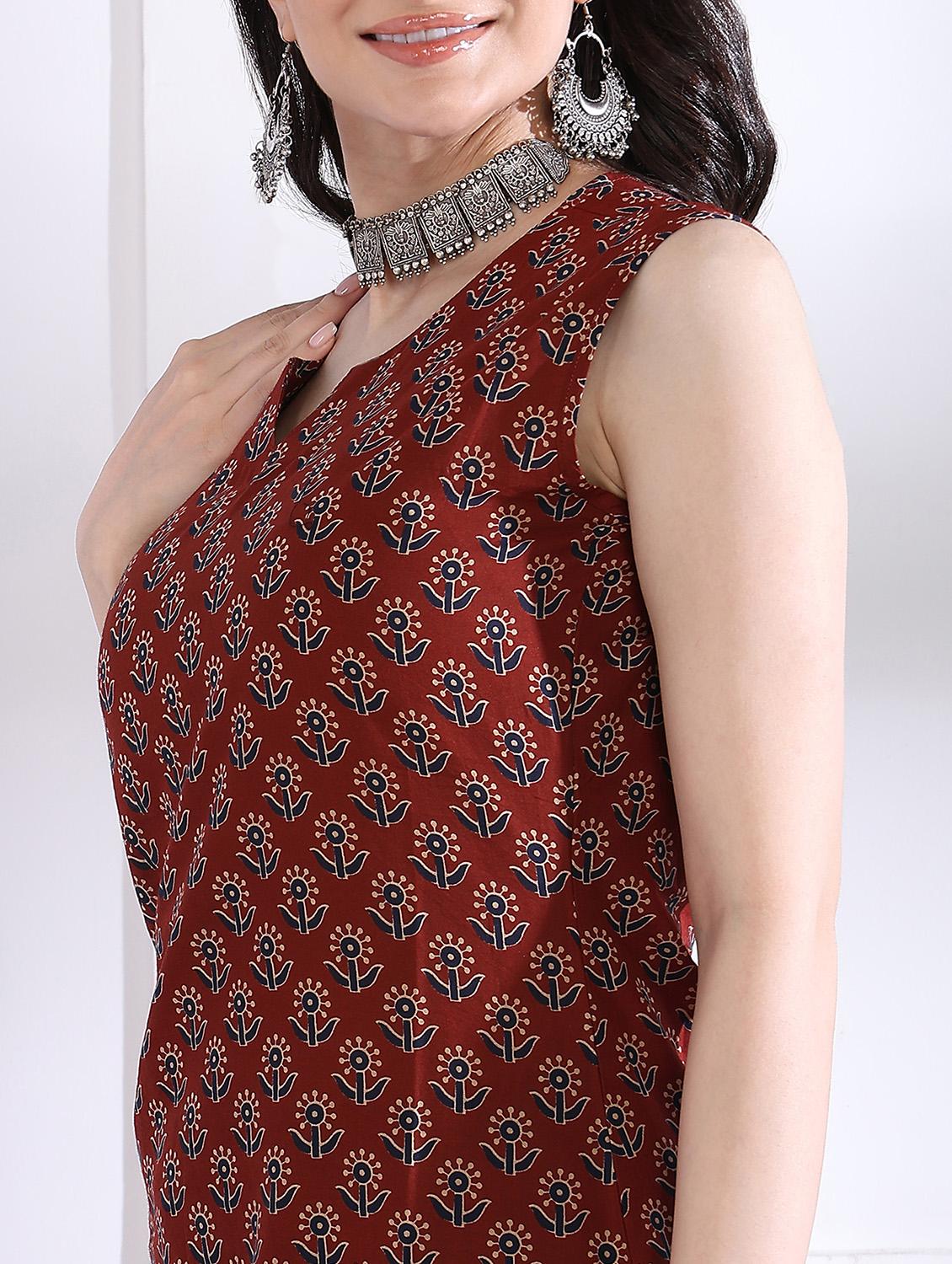 women printed sleeveless straight kurta - 21975784 - Standard Image - 6