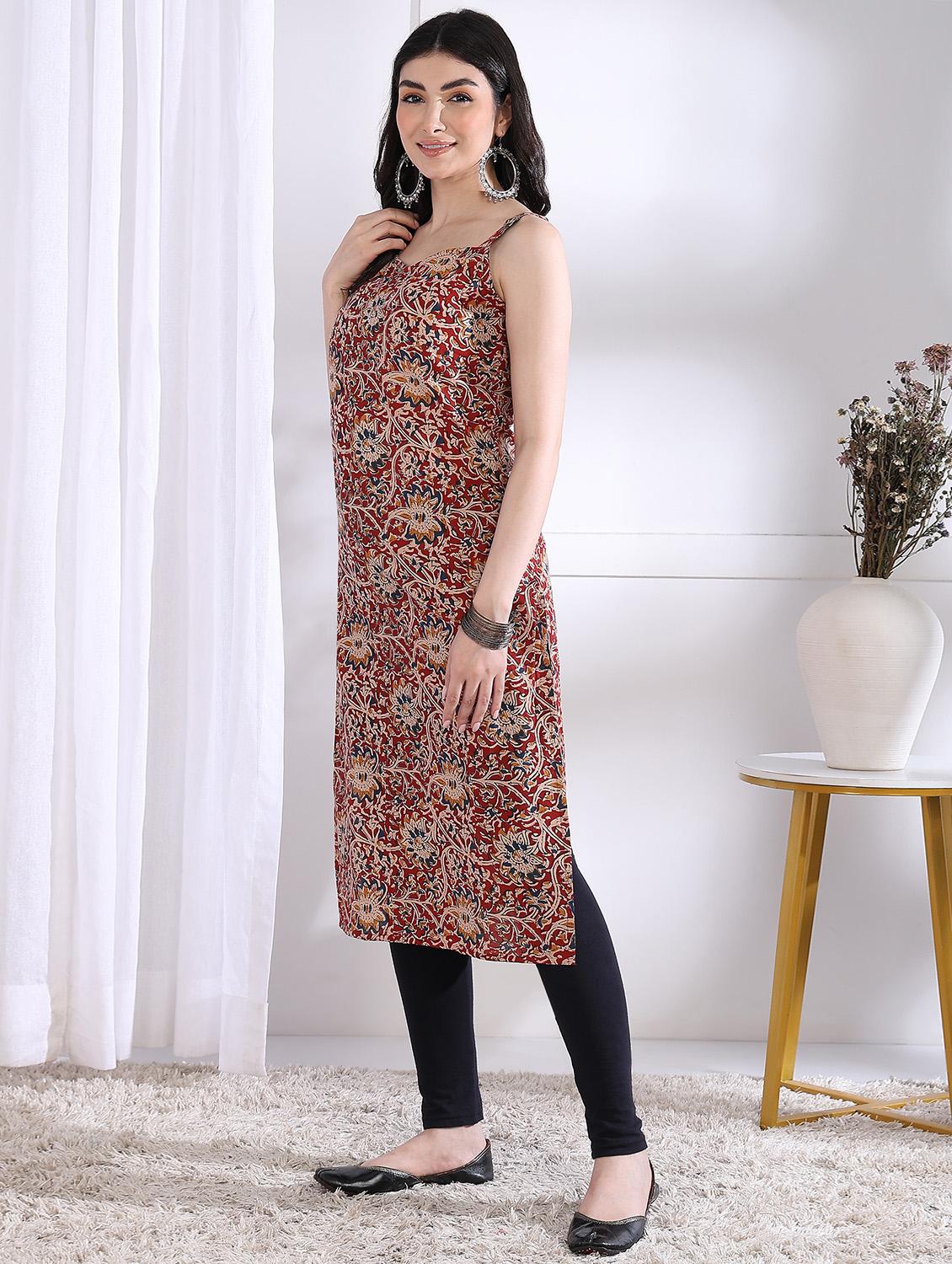 women printed sleeveless straight kurta - 21975790 -  Standard Image - 1
