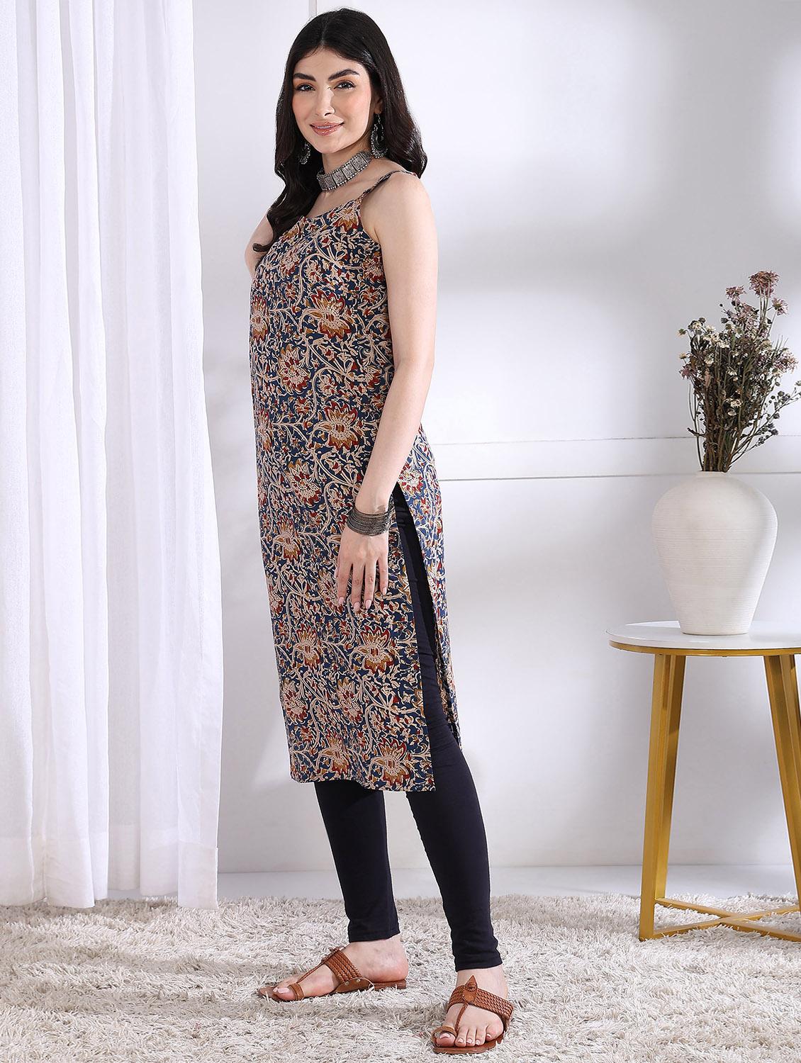 women printed sleeveless straight kurta - 21975791 - Standard Image - 1