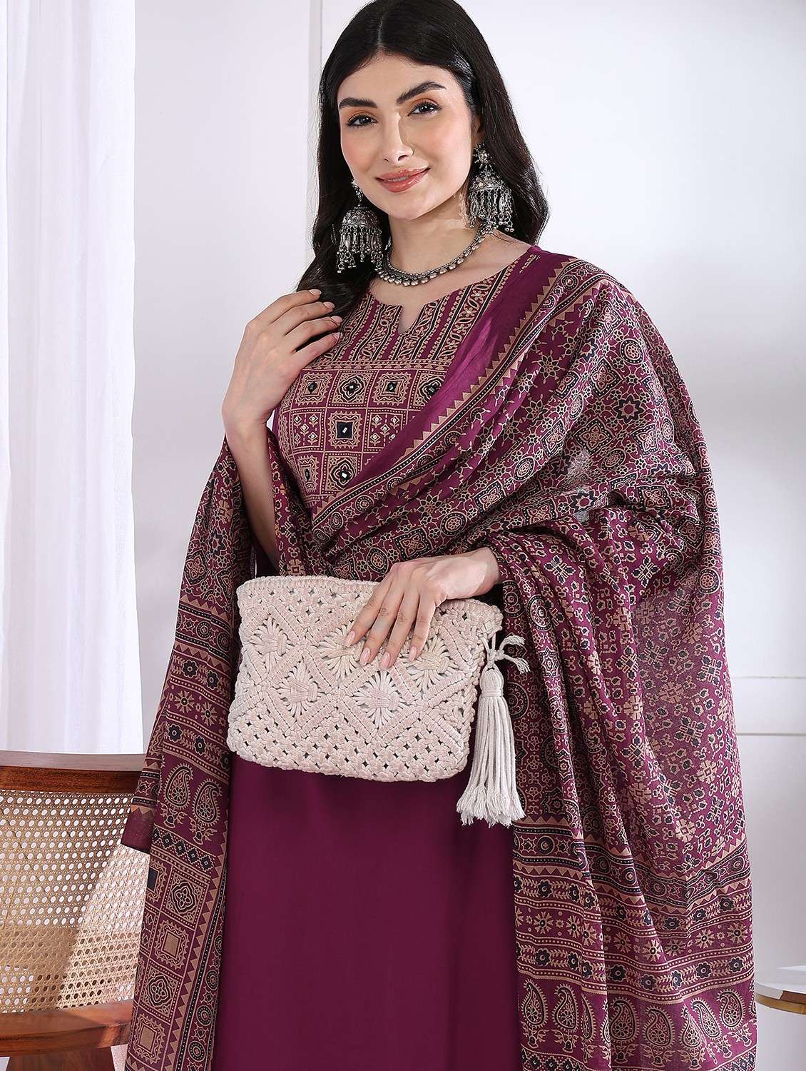 women three quarter sleeve kurta palazzo with dupatta set - 21975797 -  Standard Image - 6