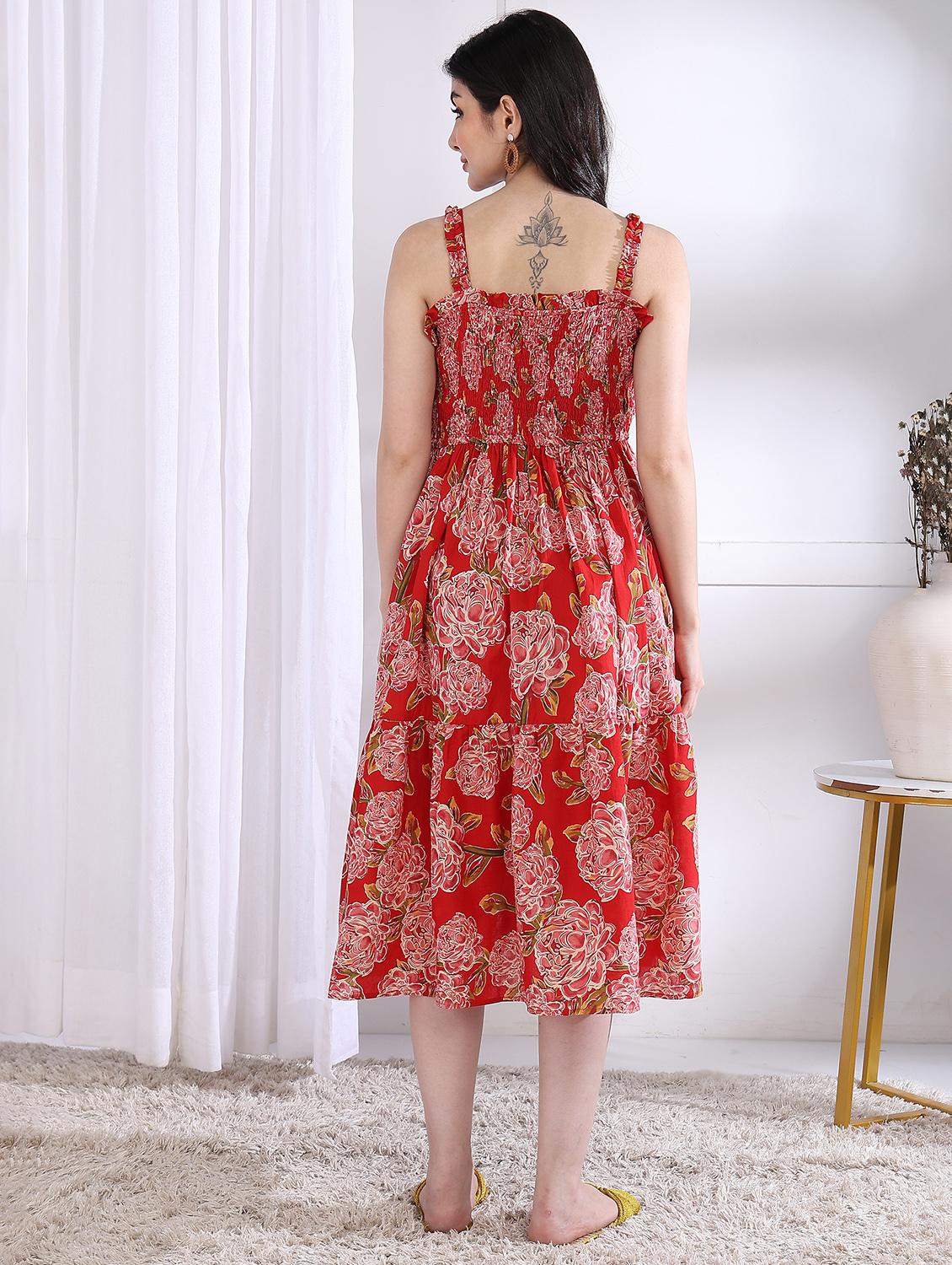women floral printed sleeveless tiered dress - 21975806 - Standard Image - 4