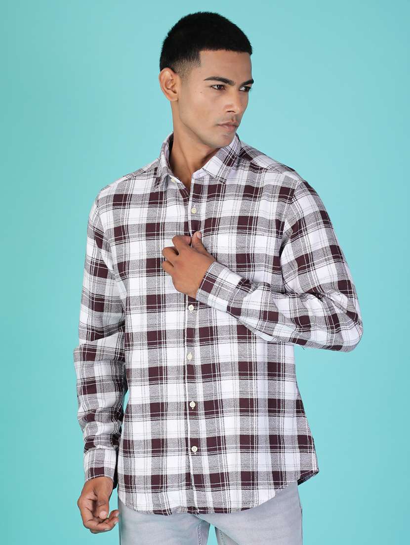 men checkered collared long sleeve casual shirt - 21975849 -  Standard Image - 1