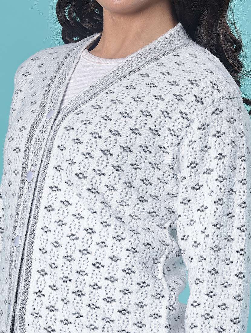 women self design long sleeve cardigan - 21975856 - Standard Image - 4