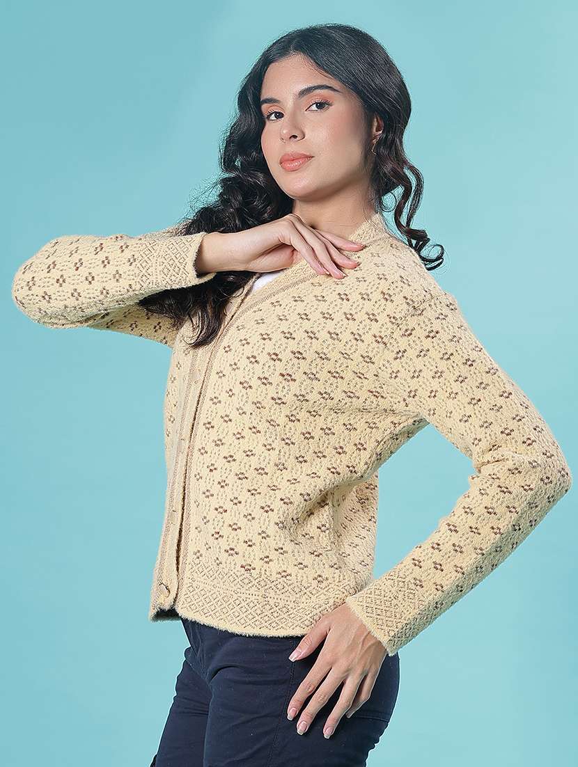 women self design long sleeve cardigan - 21975857 - Standard Image - 1