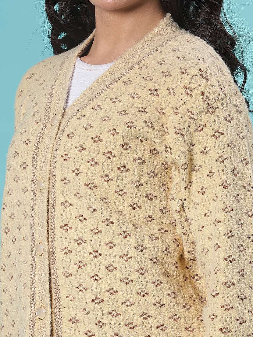 women self design long sleeve cardigan - 21975857 - Standard Image - 4